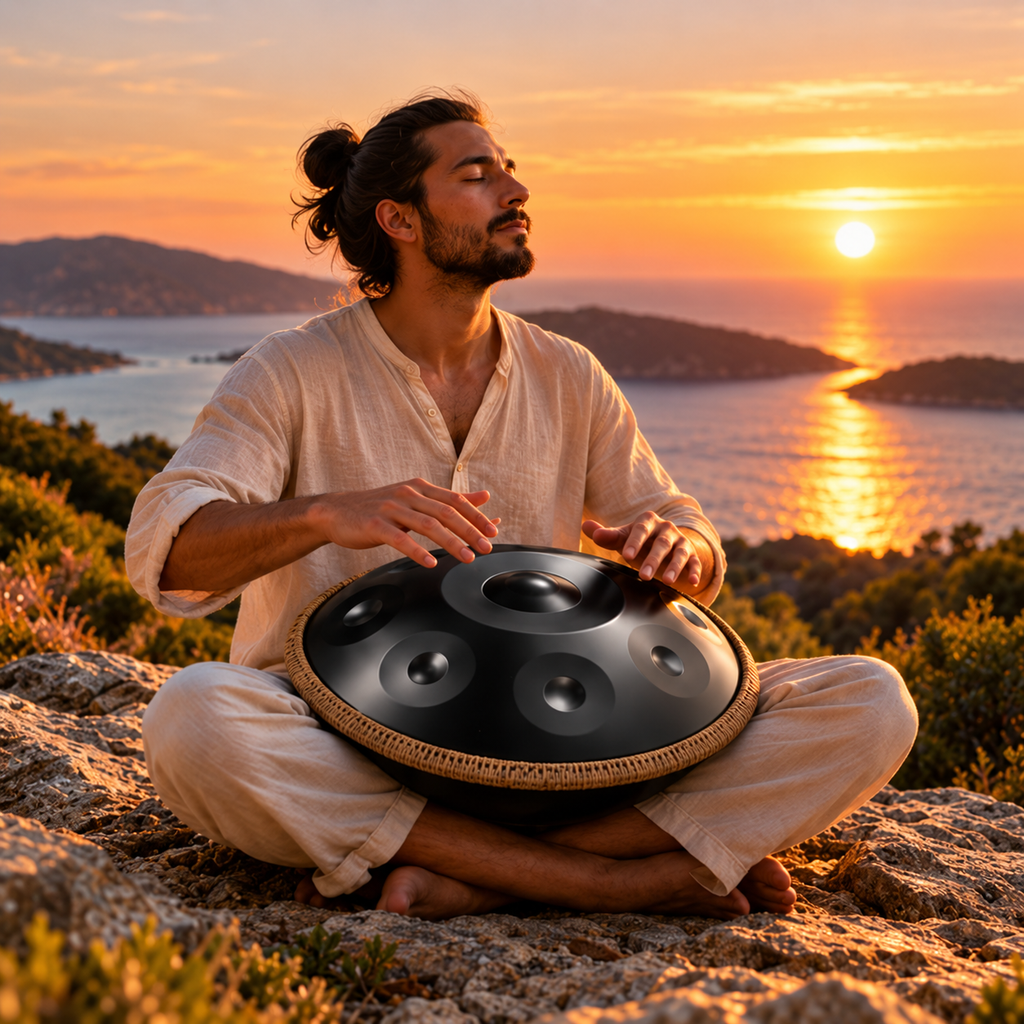 Handpan Éclipse Noir 12 Notes - Ré Mineur Kurd 432 Hz