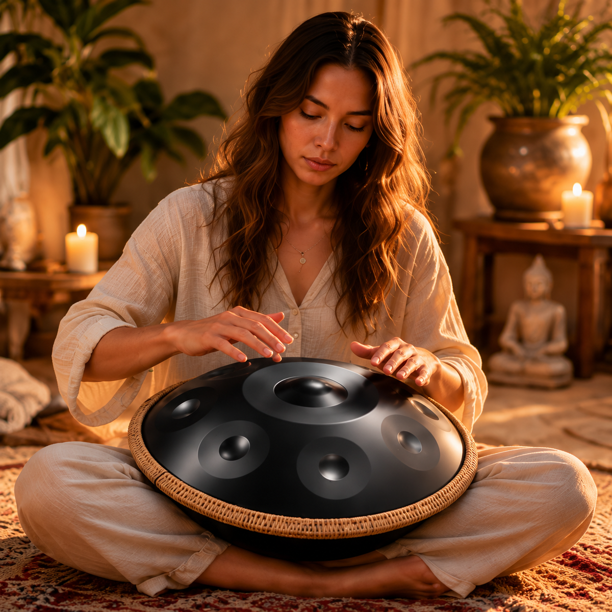 Handpan Éclipse Noir 12 Notes - Ré Mineur Kurd 432 Hz