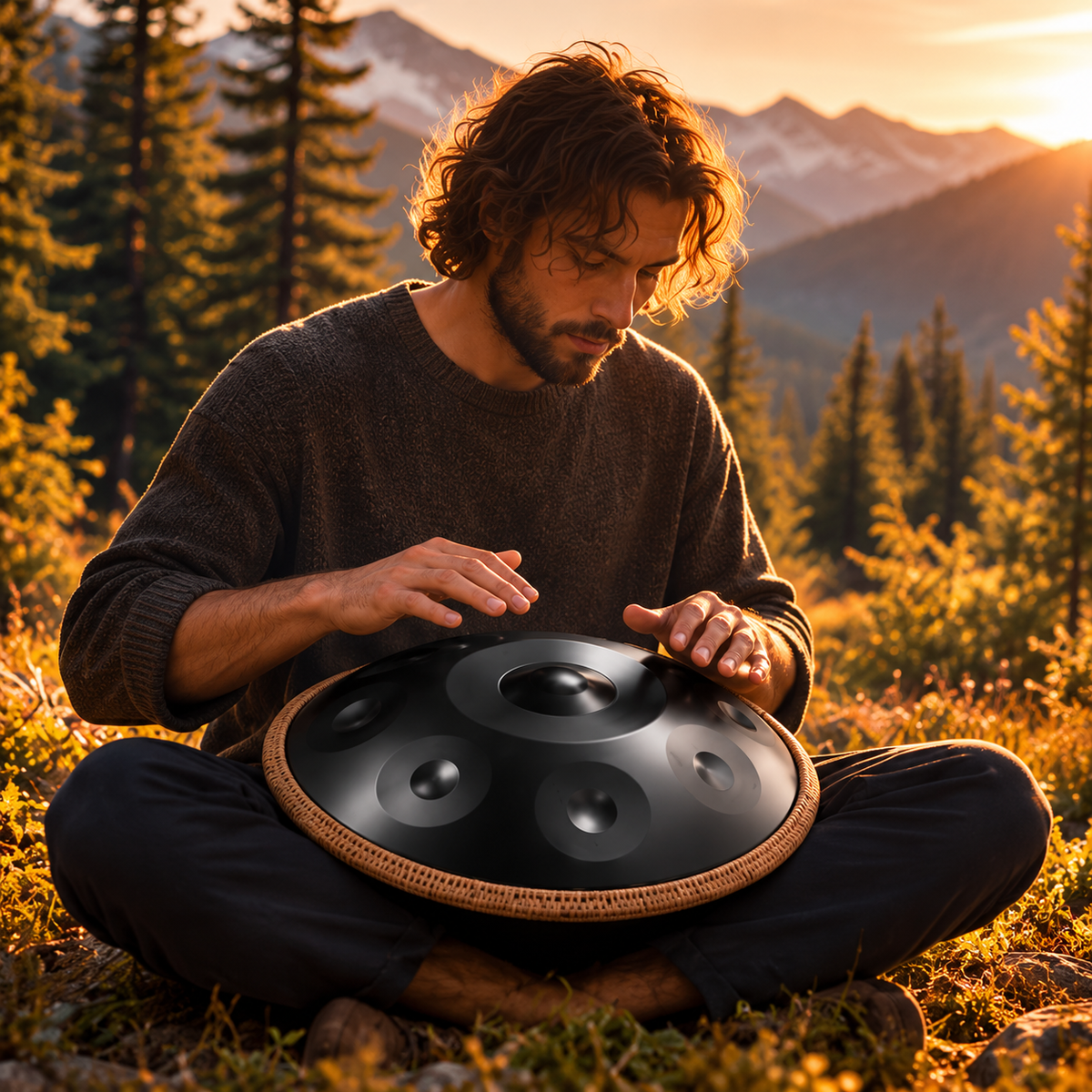 Handpan Éclipse Noir 12 Notes - Ré Mineur Kurd 432 Hz