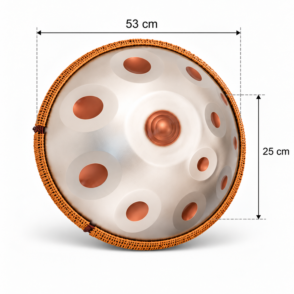 Handpan Éclipse Argent et Doré 12 Notes - Ré Mineur Kurd