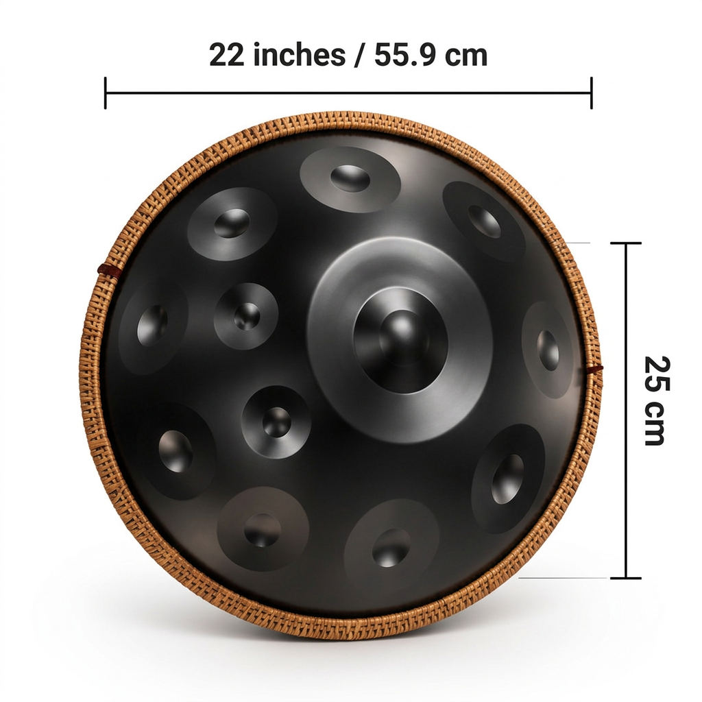 Handpan Éclipse Noir 12 Notes - Ré Mineur Kurd 432 Hz