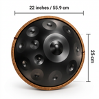 Handpan Éclipse Noir 12 Notes - Ré Mineur Kurd 432 Hz