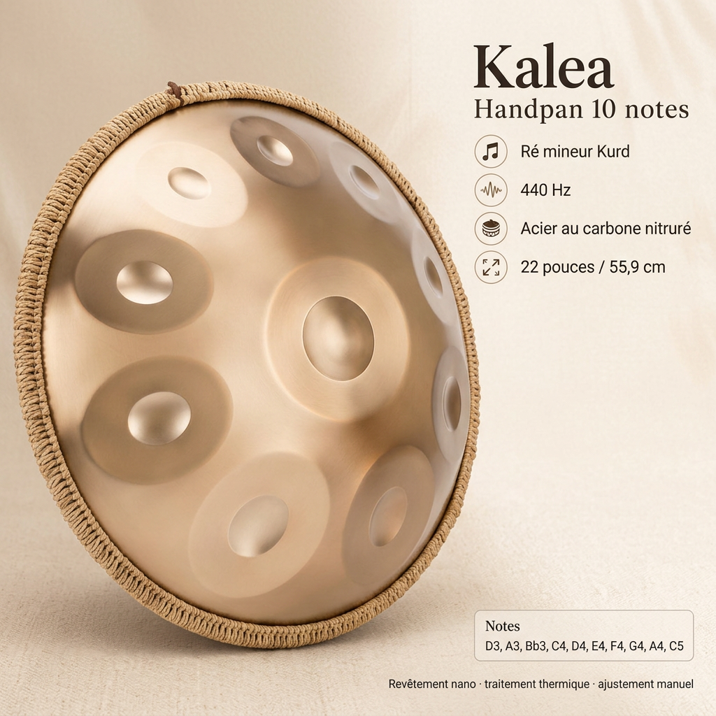 Handpan Kalea 10 Notes en Ré Mineur Kurd - 440 Hz