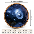 Handpan Éclipse Bleu 12 Notes - Ré Mineur Kurd 432 Hz
