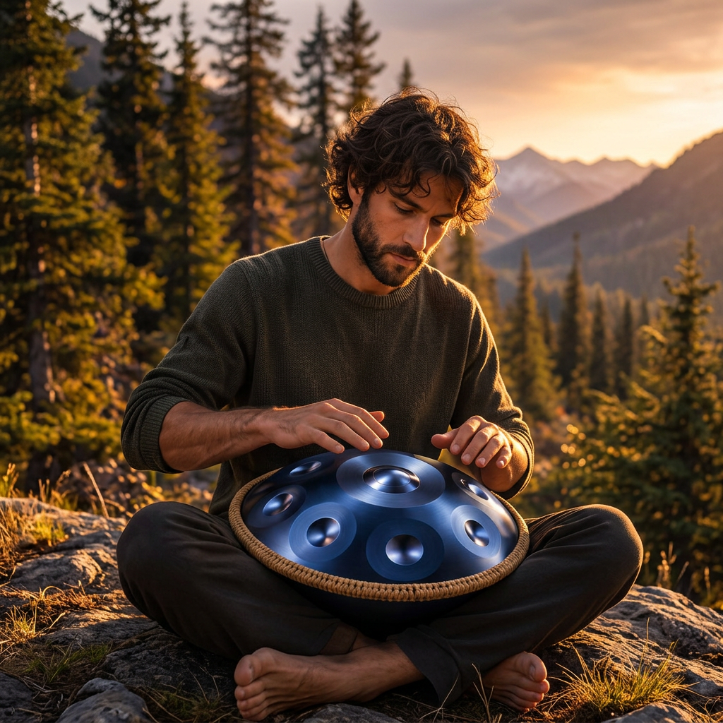 Handpan Éclipse Bleu 12 Notes - Ré Mineur Kurd 432 Hz