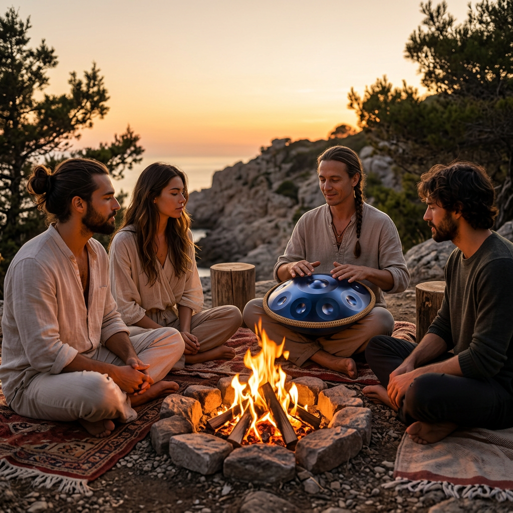 Handpan Éclipse Bleu 12 Notes - Ré Mineur Kurd 432 Hz
