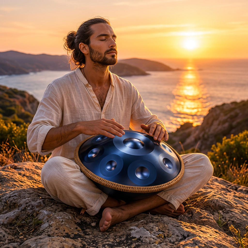 Handpan Éclipse Bleu 12 Notes - Ré Mineur Kurd 432 Hz